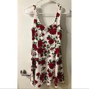Red and white floral dress